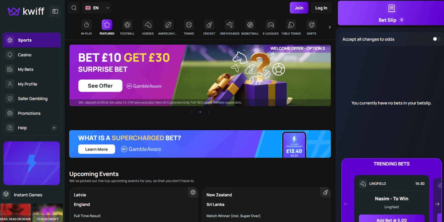 Kwiff Bookmaker Not on Gamstop